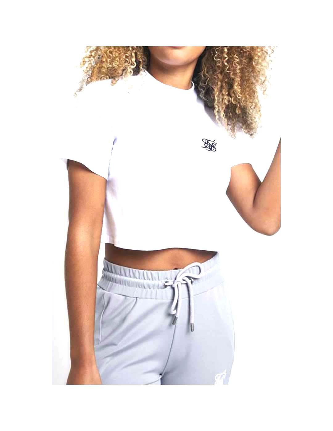 camiseta siksilk azul y blanca