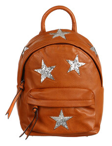 Glara Small women's leatherette backpack with stars