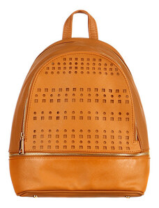Glara Ladies' elegant perforated zippered leatherette backpack