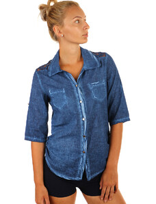 Glara Women's shirt with lace and three quarter sleeves