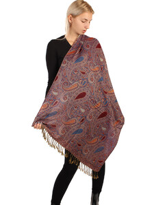 Glara Multicolor maxi scarf pattern fringes