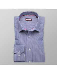 Willsoor Camisa Slim Fit (Altura 176-182) Color Azul Con Patrón De Rayas Para Hombre 8674