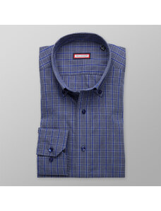 Willsoor Camisa Slim Fit (Altura 176-182) Color Azul Oscuro Con Patrón De Cuadros Color Gris Para Hombre 8613