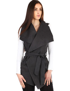 Glara Women's long vest with belt - wide collar
