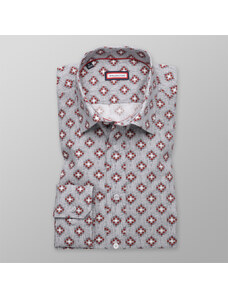Willsoor Camisa Slim Fit (Altura 176-182) Color Gris Con Fino Patrón Geométrico Para Hombre 9024