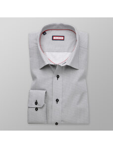 Willsoor Camisa Slim Fit (Altura 176-182) Color Gris Con Fino Estampado Color Negro Para Hombre 9028
