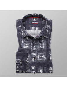 Willsoor Camisa Slim Fit (Altura 176-182) Color Gris Con Estampado Jaspeado Para Hombre 9103