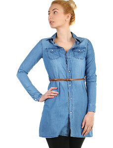 Glara Women's long denim blouse and oversized