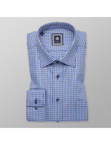 Willsoor Camisa Slim Fit (Altura 176-182) Color Azul Con Patrón De Cuadros Para Hombre 10289