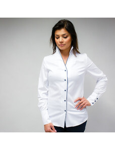 Willsoor Camisa blanca para mujer con corte decorativo 10339