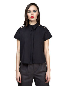Camisa de mujer DISTURBIA - cultivo abstracto - Negro - SS1824B