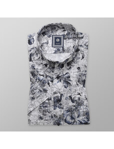 Willsoor Camisa Slim Fit (Altura 176-182) Color Gris Con Estampado Fino Floral Para Hombre 10492