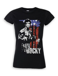 Película camiseta mujer Rocky - Bandera estadounidense - HYBRIS - MGM-5-ROCK008-H16-16-BK
