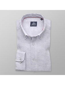 Willsoor Camisa de lino Slim Fit con patrón liso (altura 176-182) 10571