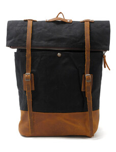 Glara Canvas retro top roll leather backpack