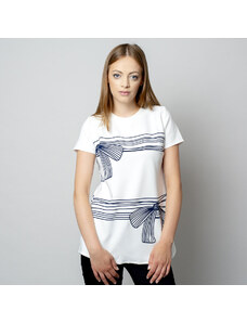 Willsoor Camiseta para mujer con estampado azul oscuro 10906