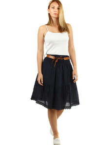 Glara Women's cotton skirt with lace