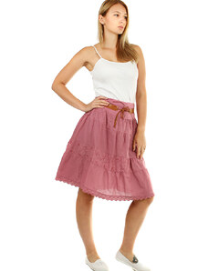 Glara Women's cotton skirt with lace