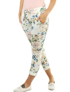 Glara Women's summer trousers with flower pattern