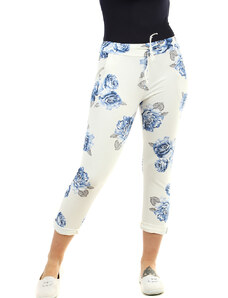 Glara Women's sweatpants with flowers in a shortened length
