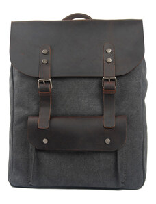 Glara Canvas retro backpack leather details