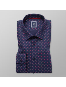 Willsoor Camisa Slim Fit (Altura 176-182) Color Clarete Con Estampado De Lunares Para Hombre 11085