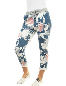 Glara Women's cotton trousers in 7/8 length floral print