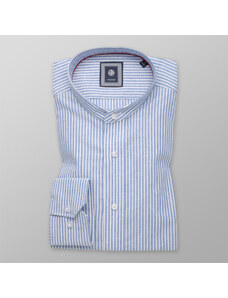 Willsoor Camisa Slim Fit Color Azul Con Patrón De Rayas Color Blanco Para Hombre 11168