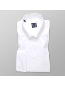 Willsoor Camisa Slim Fit Color Blanco Con Estampado Liso Para Hombre 11229