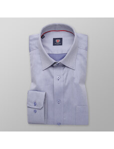 Willsoor Camisa clásica para hombre en color azul-gris con patrón fino 11232