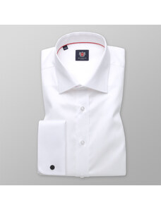 Willsoor Camisa Slim Fit Color Blanco Con Estampado Liso Para Hombre 11389