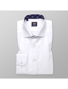 Willsoor Camisa Slim Fit Color Blanco Con Estampado Color Azul Oscuro Para Hombre 11399