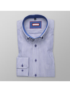 Willsoor Camisa Slim Fit (Altura 176-182) Color Azul Con Patrón De Rayas Para Hombre 5711
