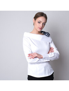 Willsoor Camisa para mujeres en blanco con lazo floral 11324