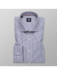 Willsoor Camisa Slim Fit Color Blanco Con Patrón De Rayas Color Azul Oscuro Para Hombre 11585