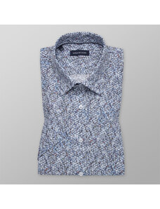 Willsoor Camisa slim fit de hombre en color azul con estampado fino 11725