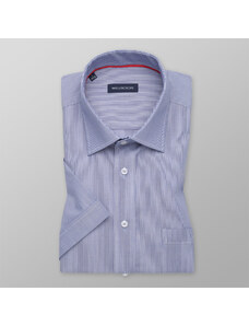Willsoor Camisa Slim Fit para hombres en azul con patrón de rayas blancas 11770