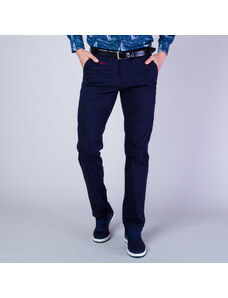 Willsoor Pantalones chinos para hombres en azul oscuro con forro en color clarete 11621