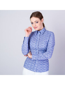 Willsoor Camisa de mujer con fino estampado floral azul 11640