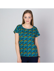 Willsoor Camiseta de mujer en color turquesa con estampado floral 11786