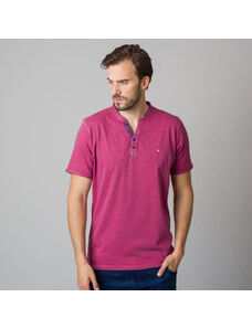 Willsoor Camiseta para hombres con patrón de rayas en color burdeos 11799