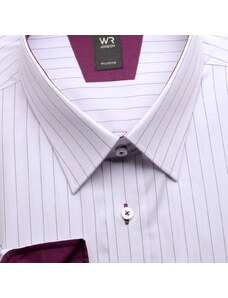 Willsoor Camisa de hombre WR Londres morado claro con tiras (altura 176/182 188/194) 1711