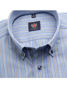 Willsoor Camisa London Slim Fit Color (Altura 176-182) Color Azul Con Patrón De Rayas Para Hombre 7747