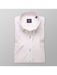 Willsoor Camisa London Slim Fit (Altura 176-182) Color Blanco Con Mangas Cortas y Con Patrón De Rayas Para Hombre 7861