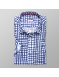 Willsoor Camisa slim fit de mangas cortas para hombre (altura 176-182) 8013 con patrón de cuadros azules