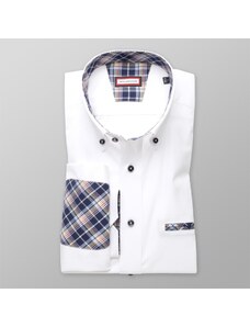 Willsoor Hombres AJUSTADO camisa Londres (altura 164-170) 8223 en blanco colorear con CUIDADO FACIL tratamiento