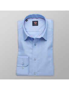 Willsoor Hombres Ajustado camisa de Londres (todos altura) 8256 en azul colorear con ajustando 2ply 2-ply