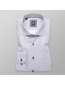 Willsoor Camisa Slim Fit (Altura 176-182) Color Blanco Con Estampado De Flores Color Azul Oscuro Para Hombre 11108