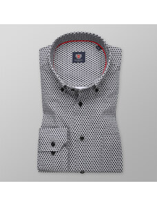 Willsoor Camisa londinense con estampado fino en blanco y negro (altura 176-182 y 188-194) 11099