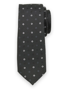 Willsoor Corbata angosta en color negro con estampado floral 11124